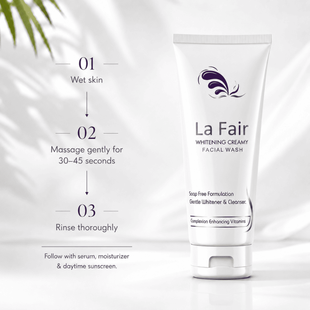 HowtoUse-LaFairCreamyfaceWash-DermaPride